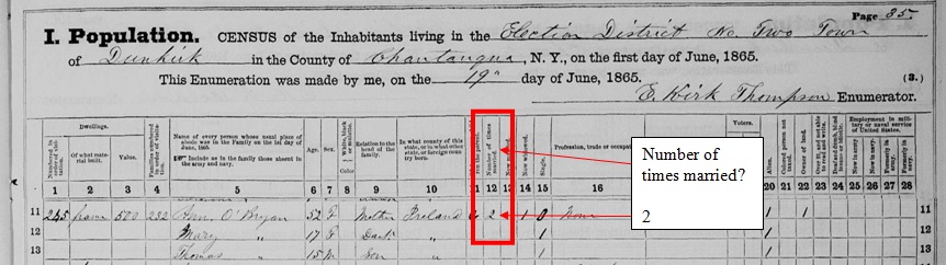 Ann OBrien 1865 Census Record